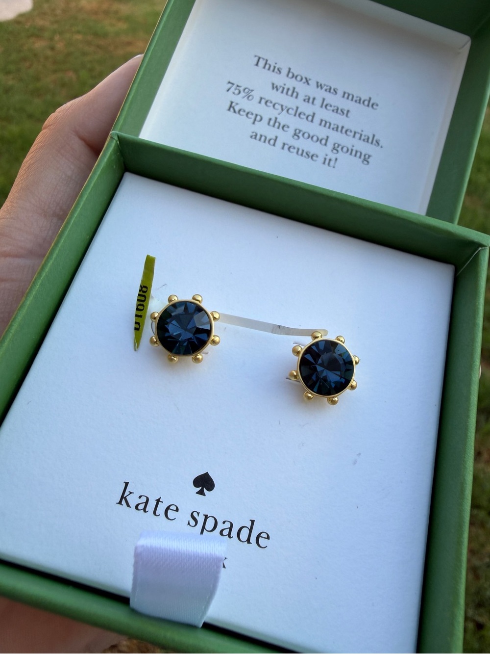 kate spade Gold-Tone Navy Crystal Stud Earrings